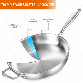 Delarlo 12-inch pan with lid ready for simmering sauces and sautéed vegetables