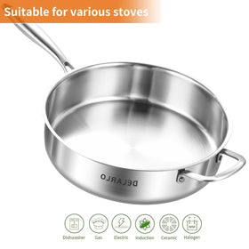 DELARLO sturdy stay-cool handle provides comfortable grip during cooking.