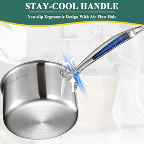DELARLO versatile 2qt saucepan for sauces, soups, and candy making