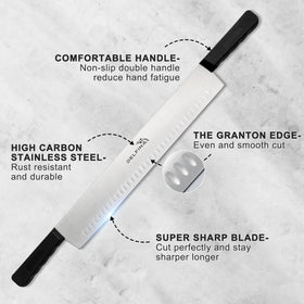 Delfina ergonomic plastic handles provide a comfortable grip during slicing