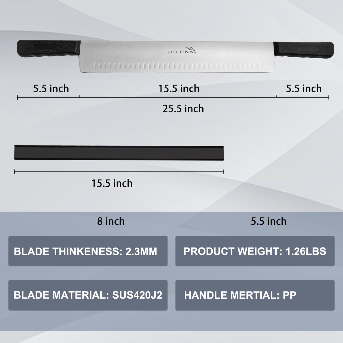 Delfina mirror-polished blade cleans easily after use