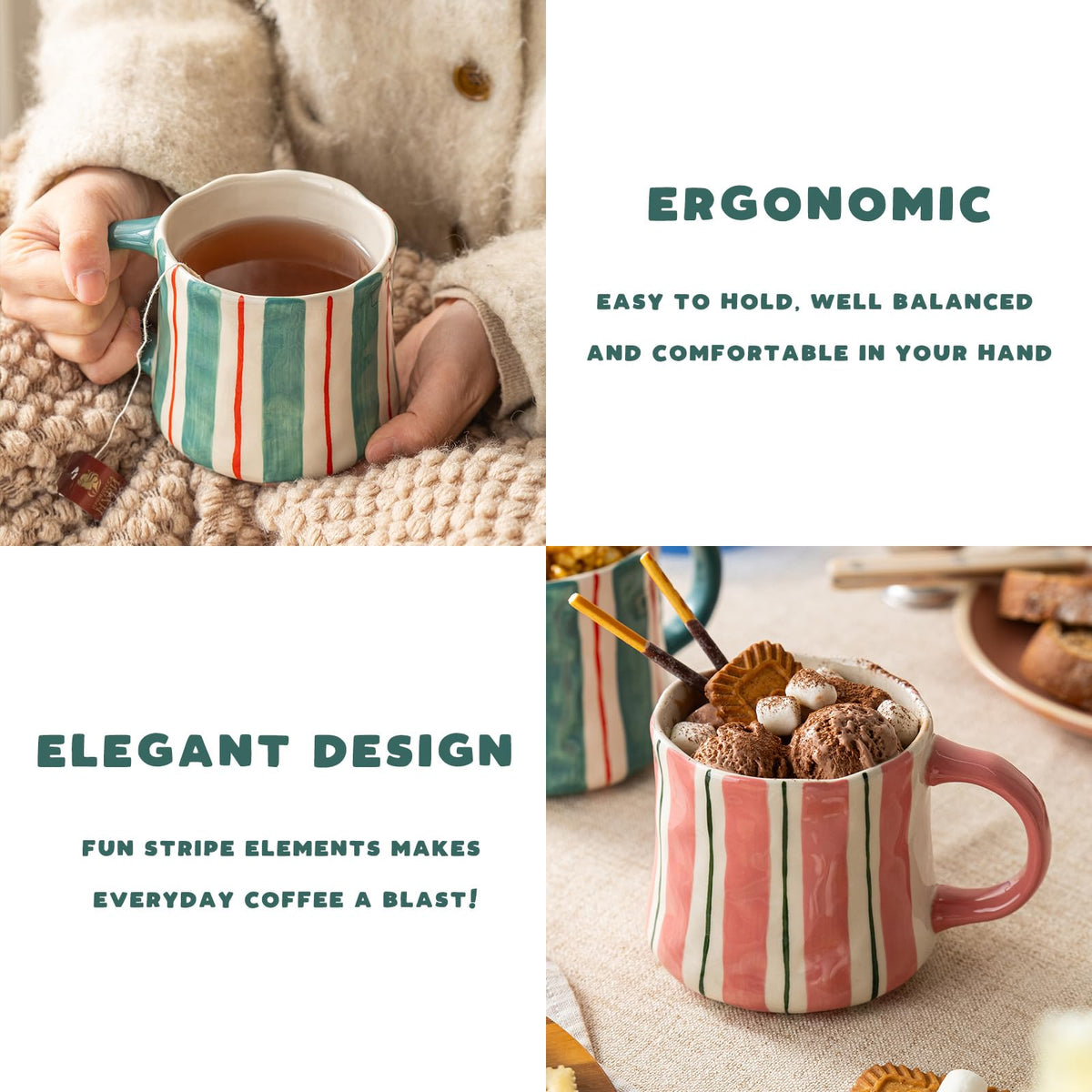 DELIGHTS GALORE everyday ceramic mugs collection for kitchen décor