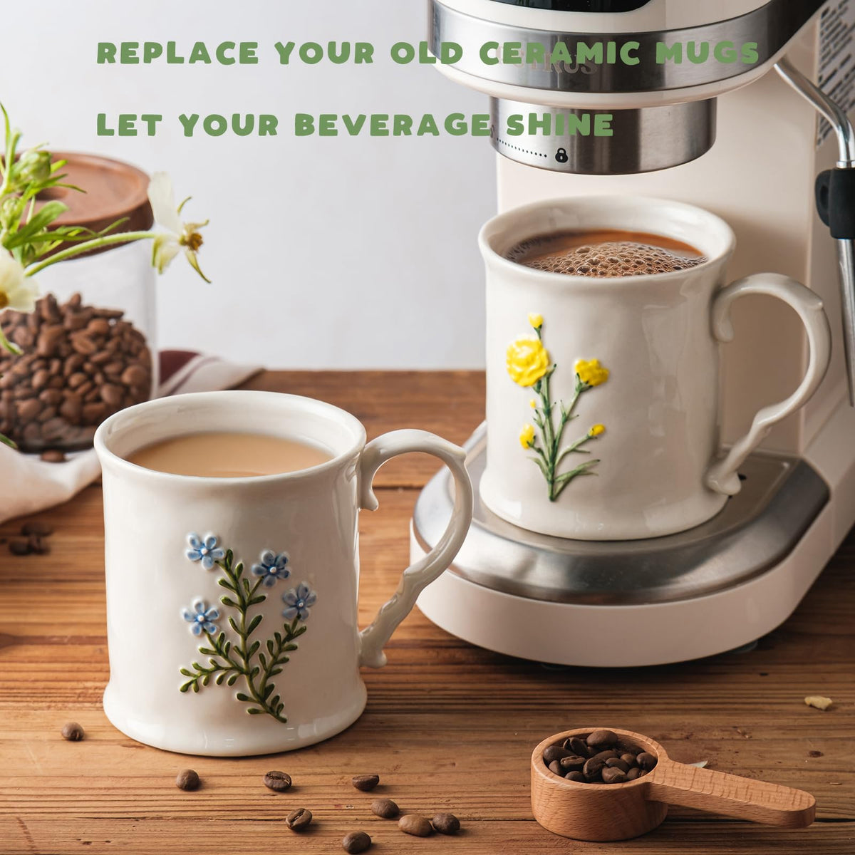 Dishwasher-safe ceramic mug for easy cleanup after a busy day.