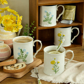 Large mug suited for cappuccino, tea, or cocoa.