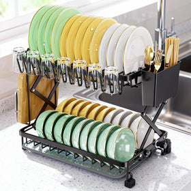 Deller 2-tier dish rack with open-grid design for quick air drying