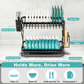 Deller dish rack with removable drip tray for a clean counter surface
