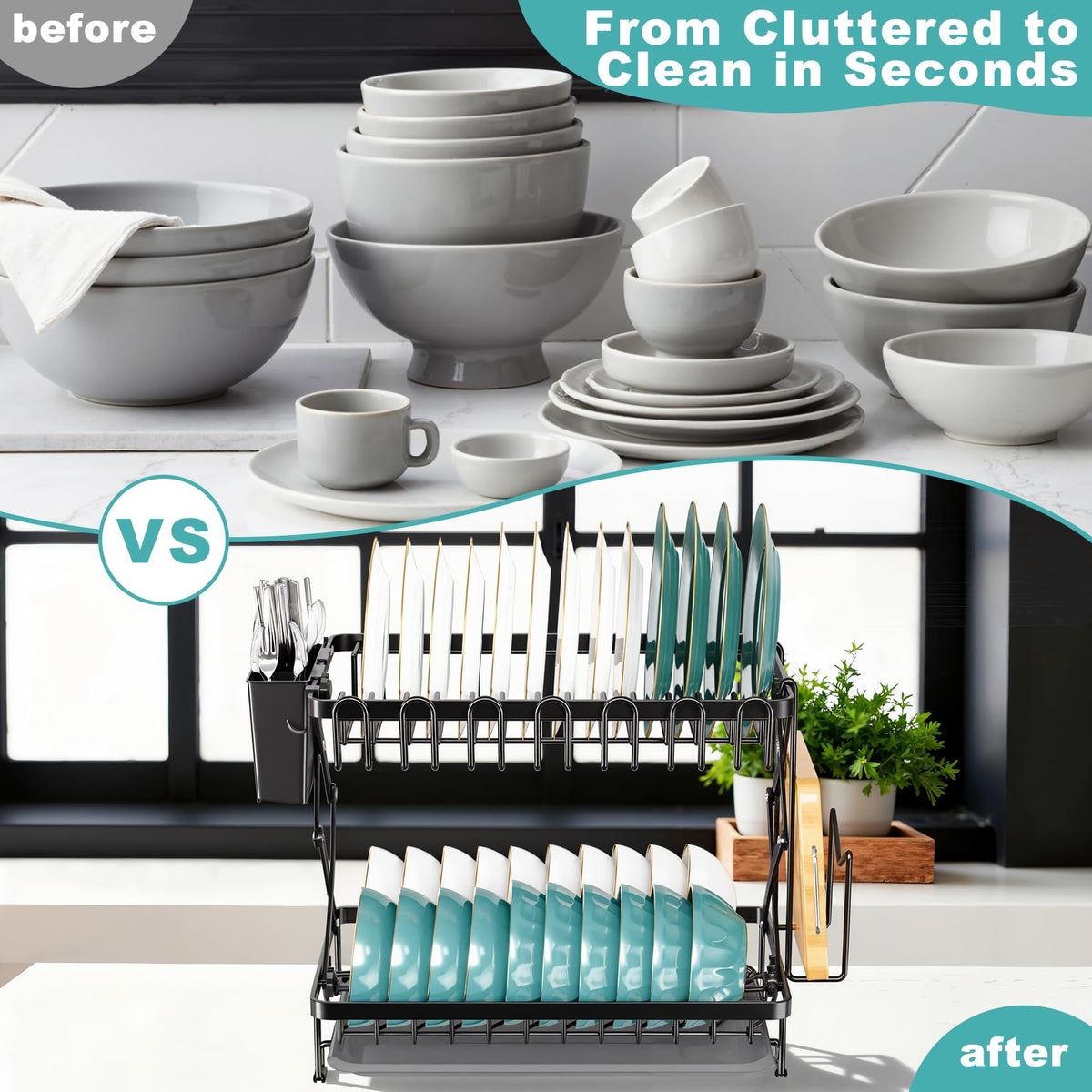 Deller included utensil hooks neatly hang utensils during drying