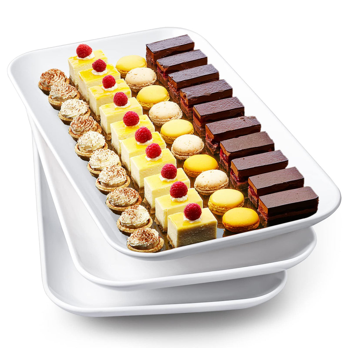 DELLING 16inch rectangular white porcelain platter for large meal presentations
