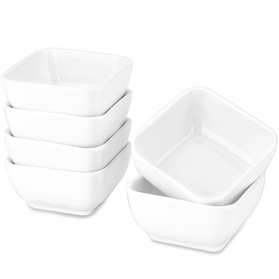 DELLING 3oz ceramic dipping bowls set of 6, front view, ideal for individual condiments.