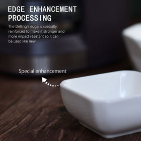 DELLING glazed porcelain dipping bowls close-up highlighting non-porous glaze.
