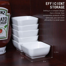DELLING stackable dipping bowls neatly nest for compact storage.