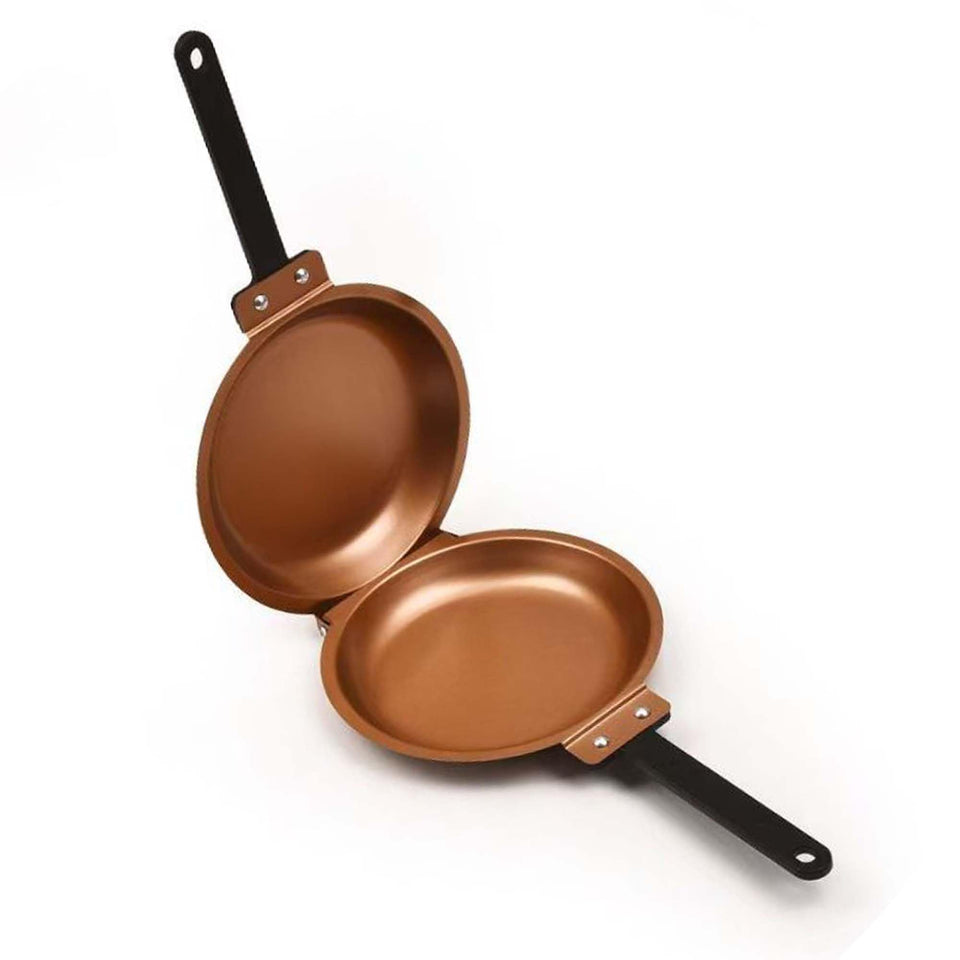 DelloidMaz double-sided pan with non-stick coating for easy food release.