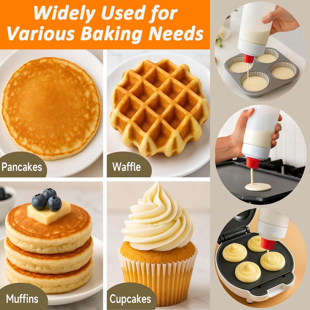 DelloidMaz silicone squeeze bottle for controlled batter and easy cleanup