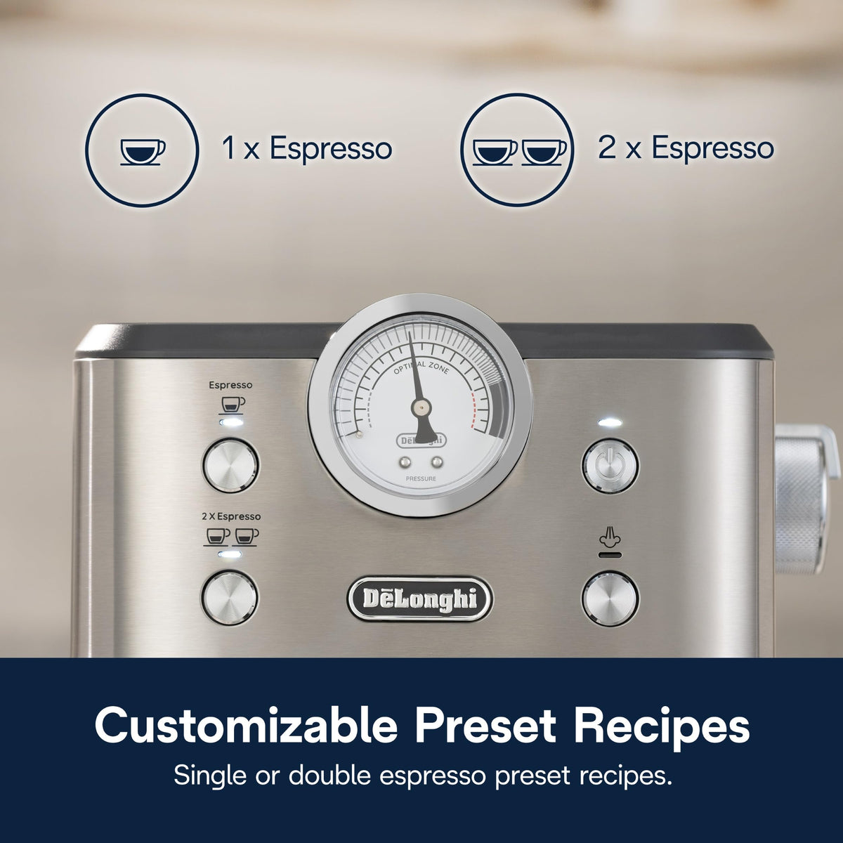De'Longhi Classic milk frother in action, ideal for cappuccinos.