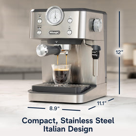 De'Longhi Classic preset recipes in view, enabling one-touch espresso options.