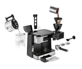 Delonghi COM532M spill-proof carafe simplifies pouring with less mess.