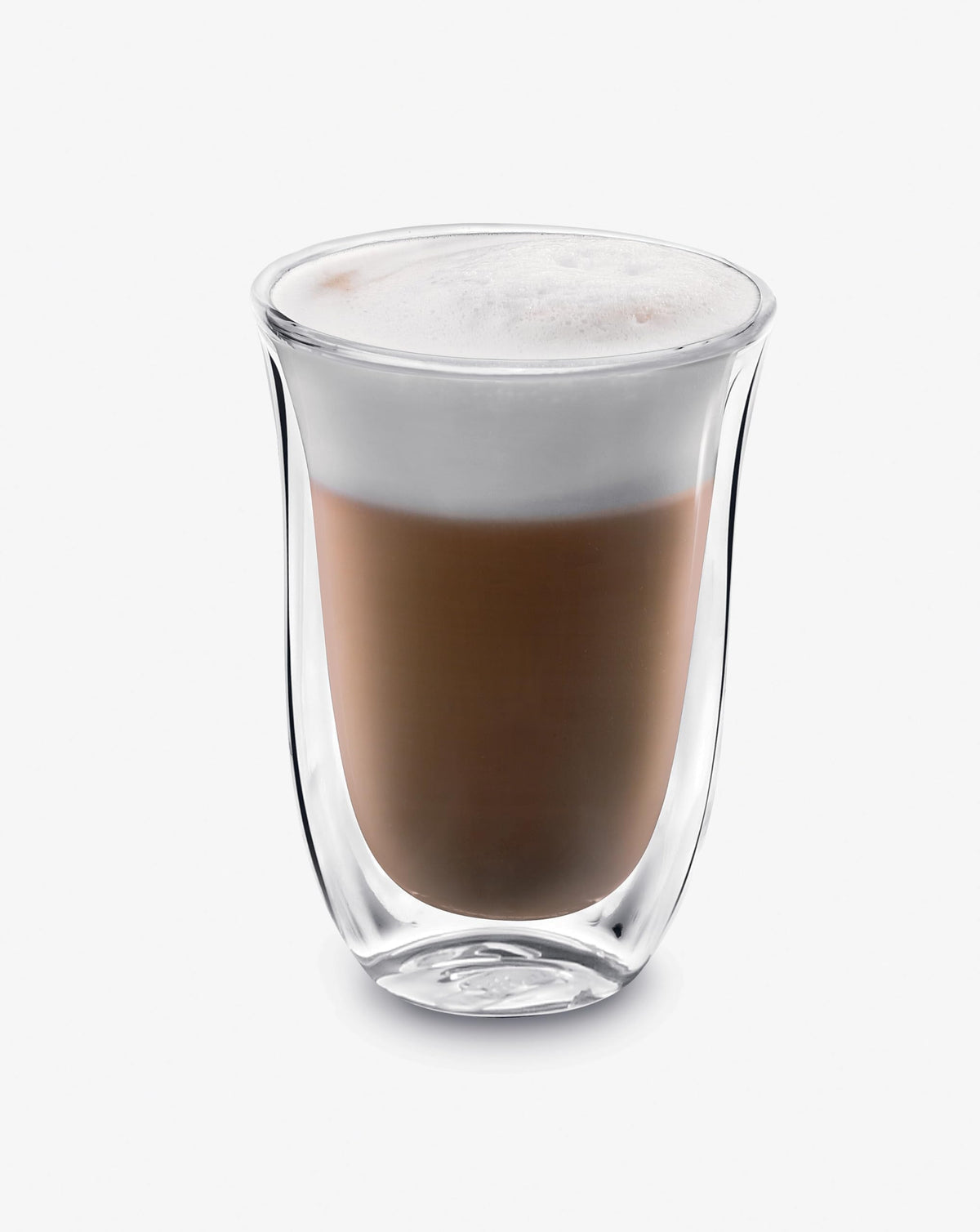 De'Longhi latte glass highlights clear presentation for latte art at home.