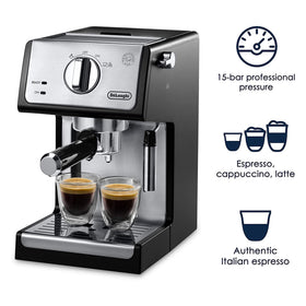 Close-up of De'Longhi controls for precise beverage customization