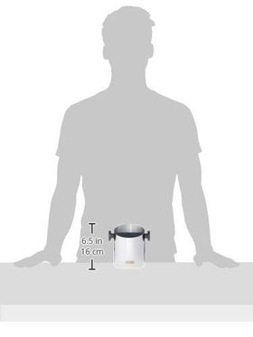 De'Longhi knock box with plastic handles for easy grip and emptying.