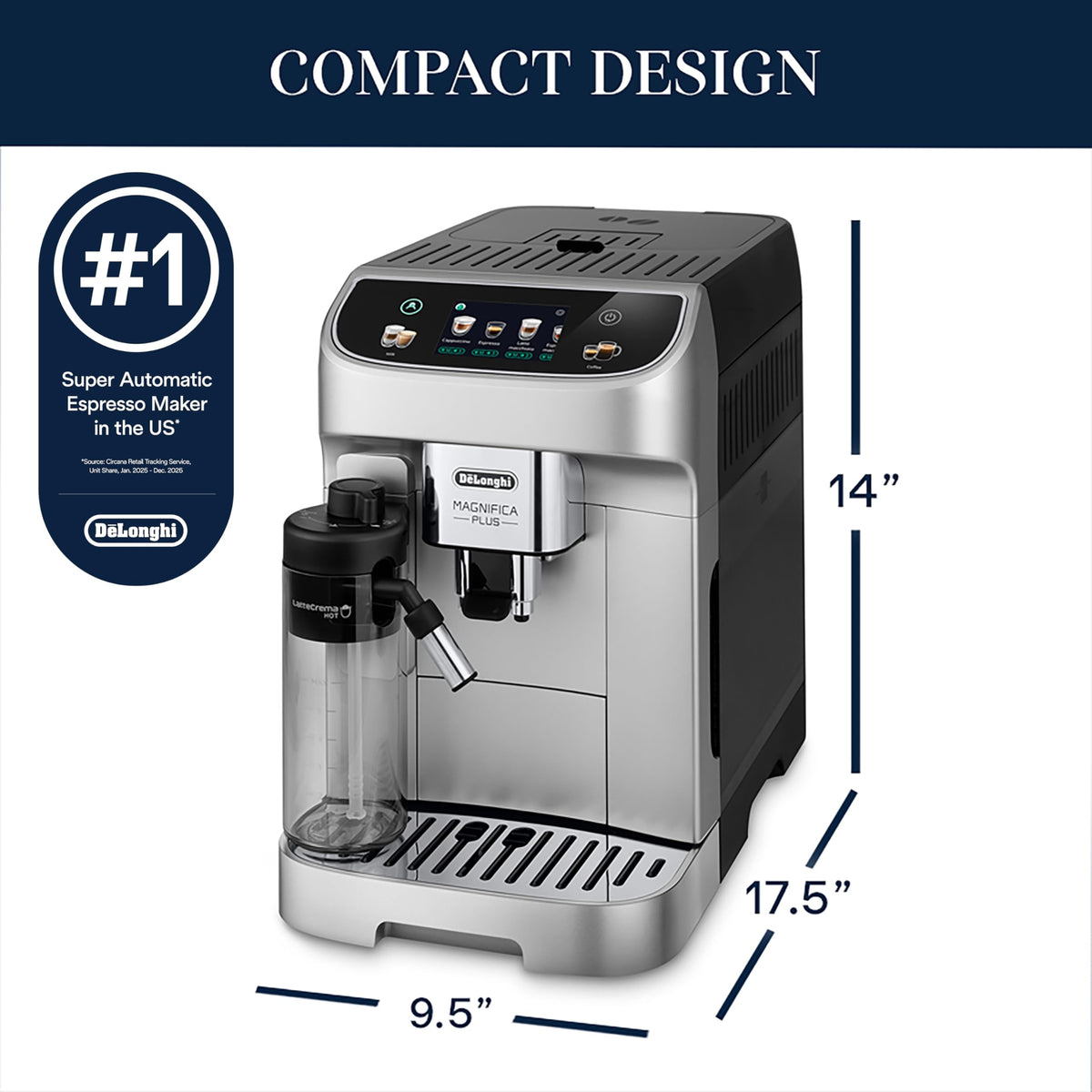 De'Longhi Magnifica Plus automatic milk frothing for café style textures