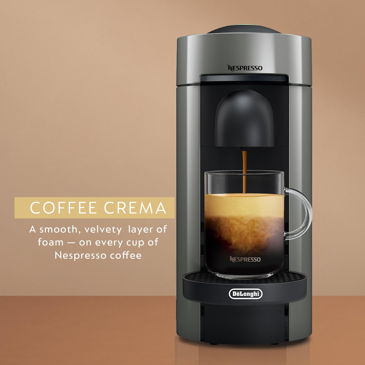 De'Longhi VertuoPlus in a kitchen setup with the welcome capsule set.