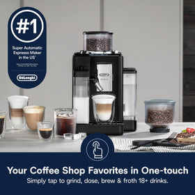 Dual 8.8 oz bean hoppers allow quick bean-type swaps in the Rivelia