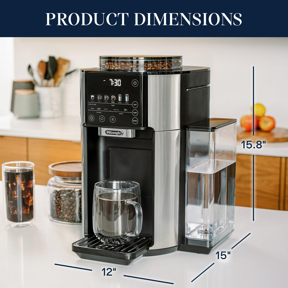 De'Longhi Over Ice mode for bold iced coffee balance