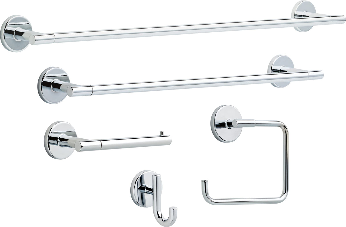 Delta Trinsic chrome finish complements modern bathroom faucets for cohesive styling.