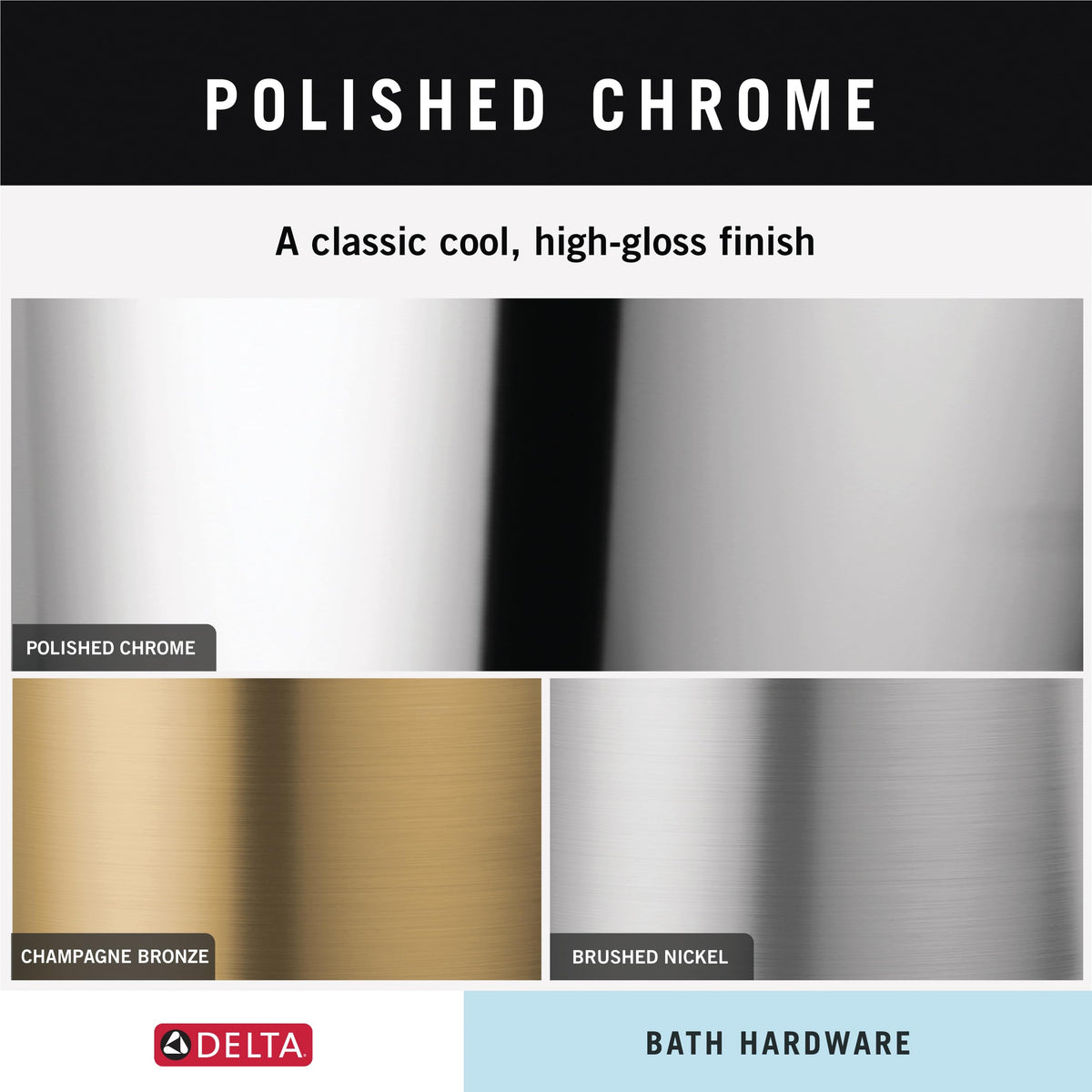 Delta Trinsic zinc construction ensures long-lasting performance in damp baths.