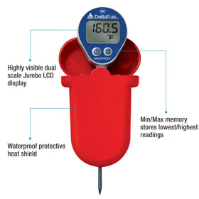 DeltaTrak 12214 close-up showing auto-cal feature for easy setup
