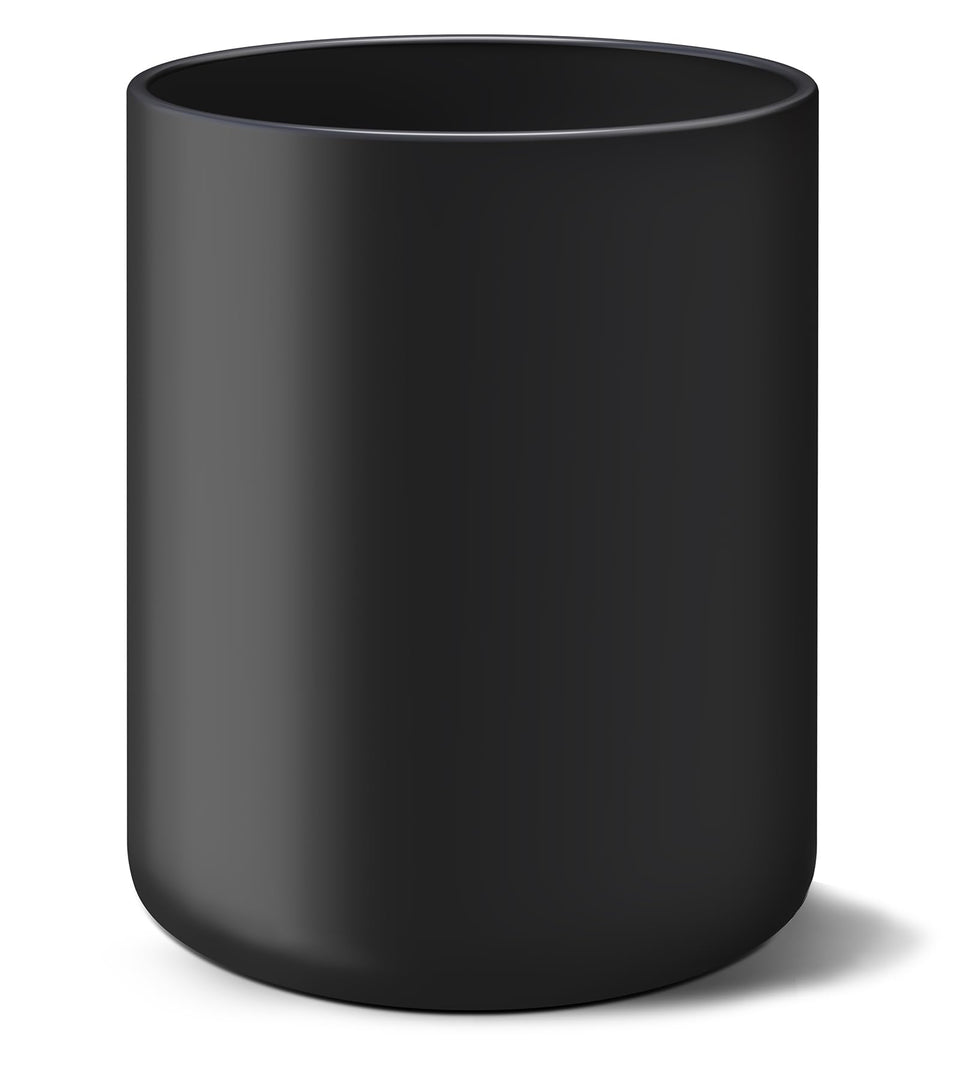 Demany black utensil holder top view shows sturdy ceramic design for clutter-free counters