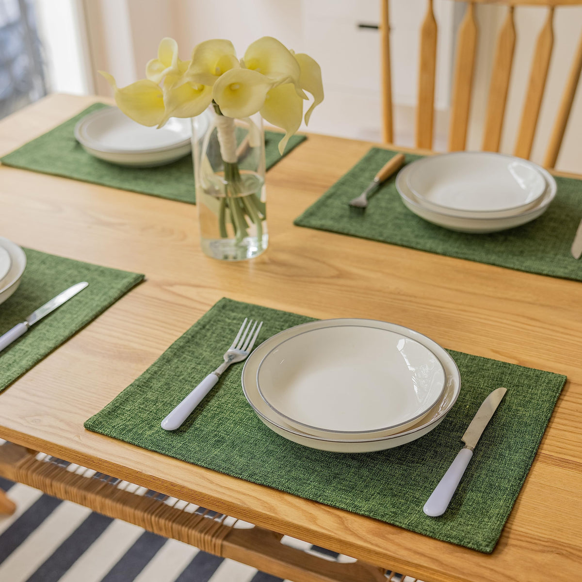 Demetex green placemats classic rectangle add rustic charm while protecting surfaces