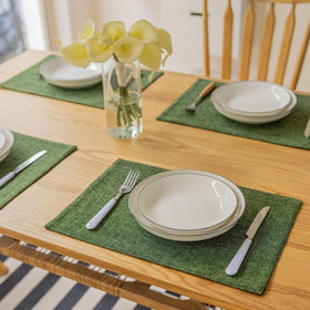 Demetex green placemats classic rectangle add rustic charm while protecting surfaces