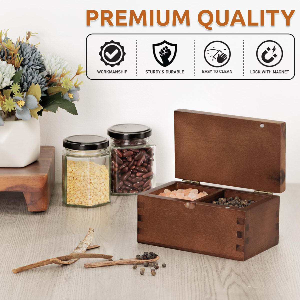 Demigo salt cellar wood grain highlighting craftsmanship and warmth