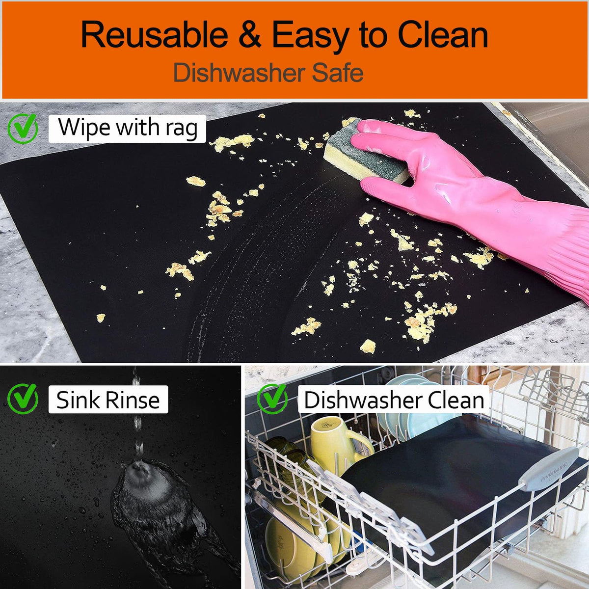 Demiwise dishwasher-safe oven liner cleans quickly after baking and roasting.