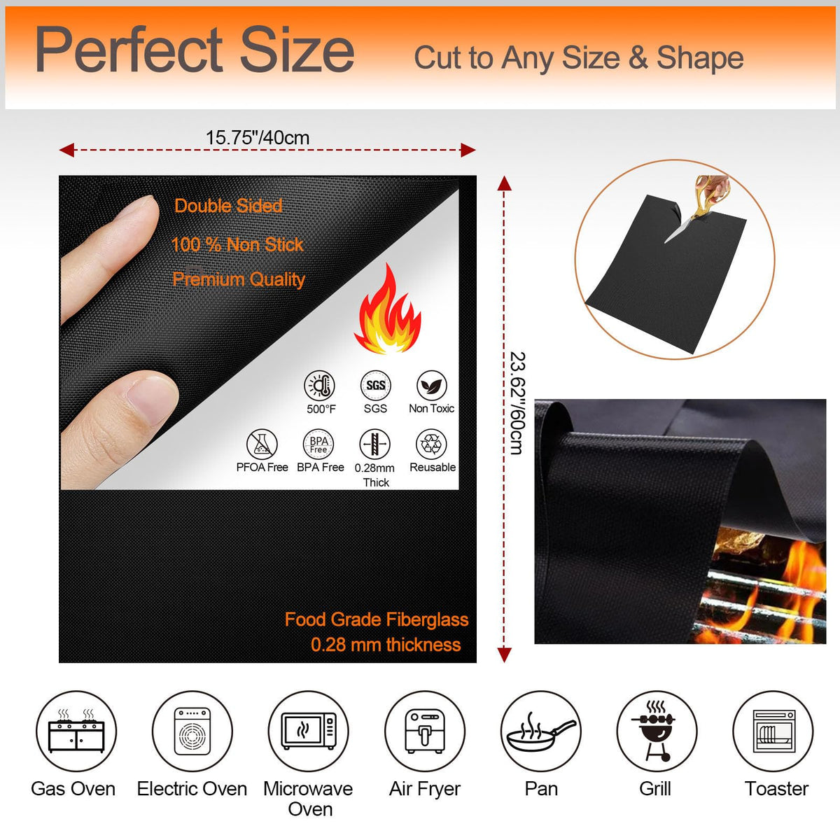 Demiwise heavy-duty PTFE oven mat provides non-stick protection under high heat.