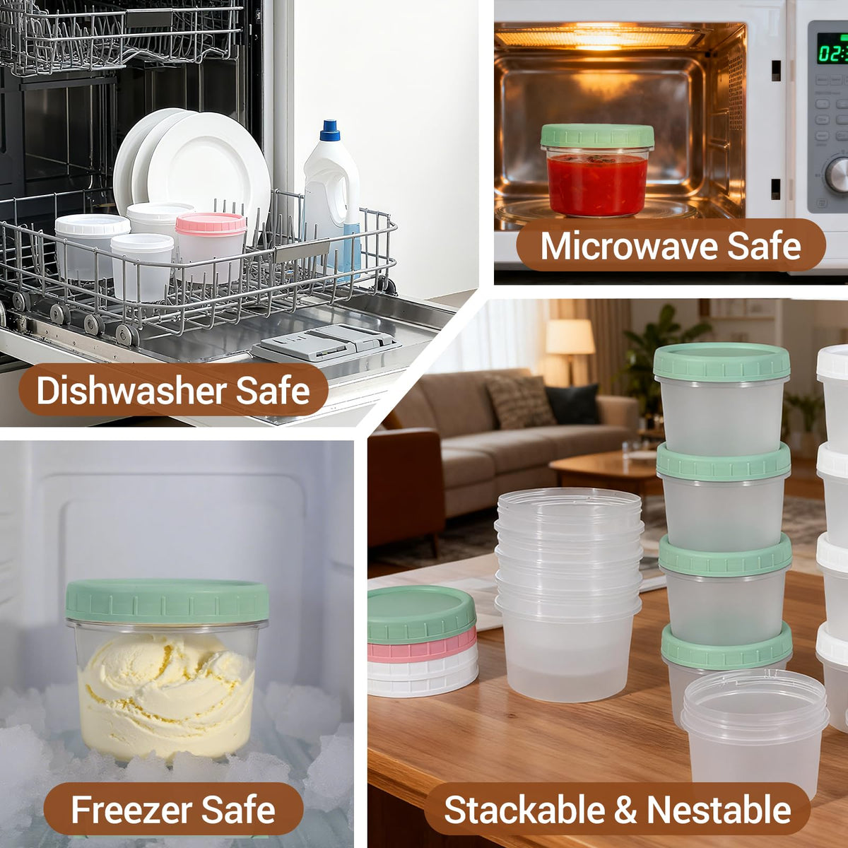 DEMORA multi-purpose container set for sauces, baby food, and snacks