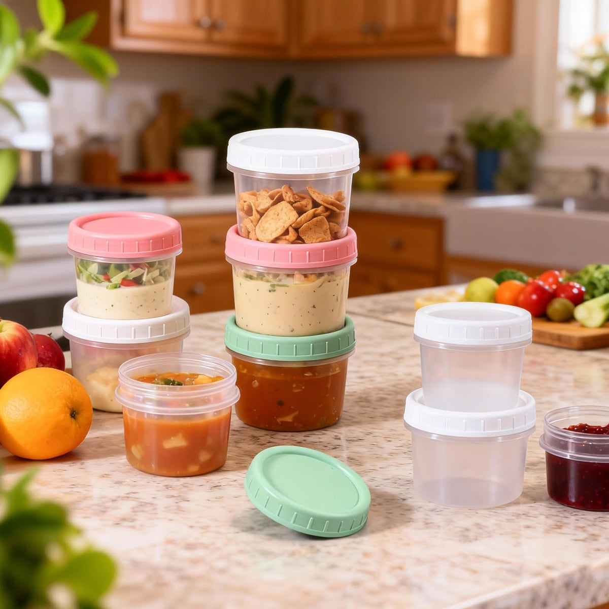 DEMORA snack prep container for sauces and dressings on the go
