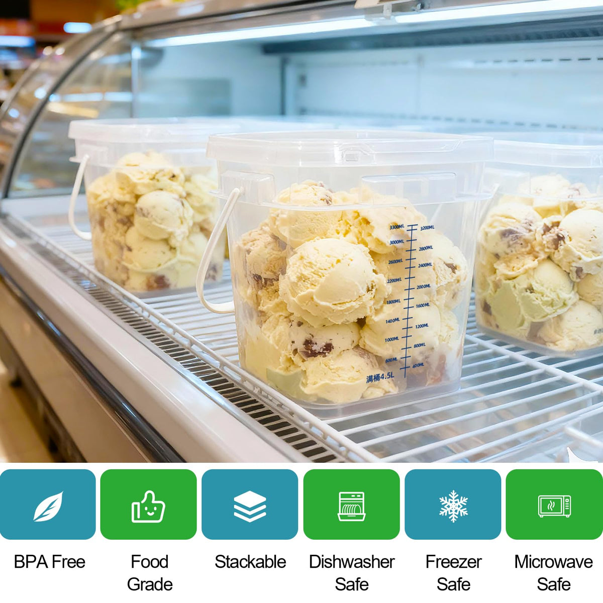DEMORA BPA-free plastic bucket showing contents clearly for meal prep