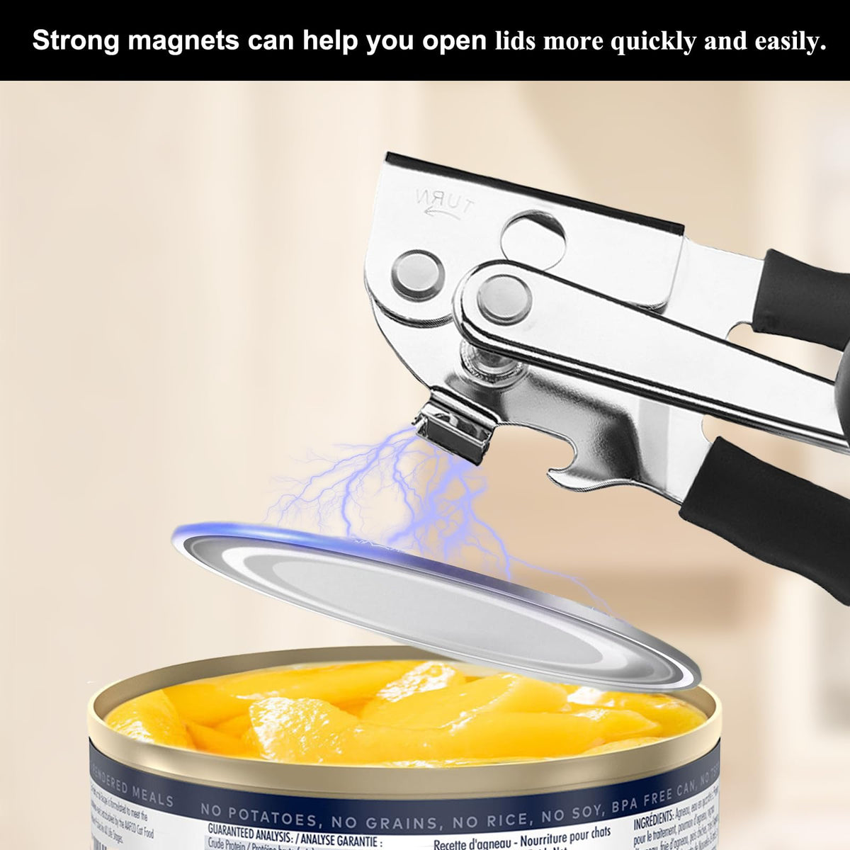 DENENTT can opener with hands-free lid removal for safe, touchless operation