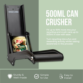 Denoffi Grizzly Living crushes 12-16oz cans smoothly to save space