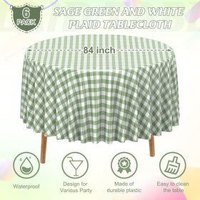 Denwiller round 84-inch tablecloth on table for full coverage at gatherings.