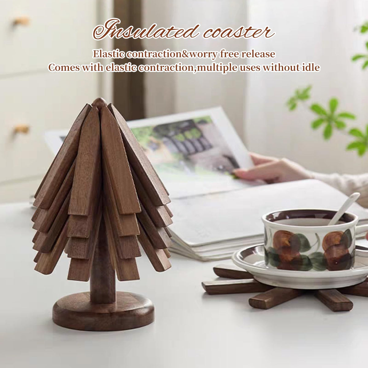 DEOLD sturdy stand keeps trivets organized and accessible.