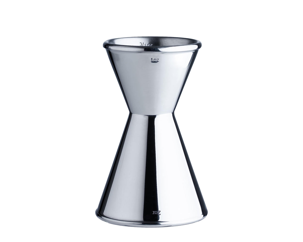 Derrison heavy-duty bar jigger with dual measurements for precise pours.