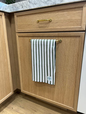 Desert Aqua compact folding towel saves space in small kitchens