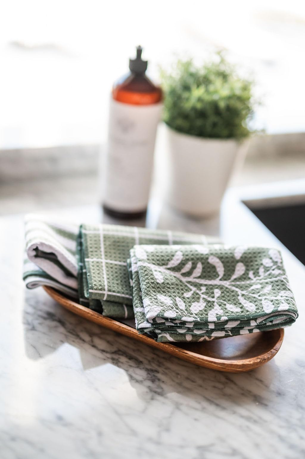 Desert Aqua designer prints towel adds modern flair to your kitchen
