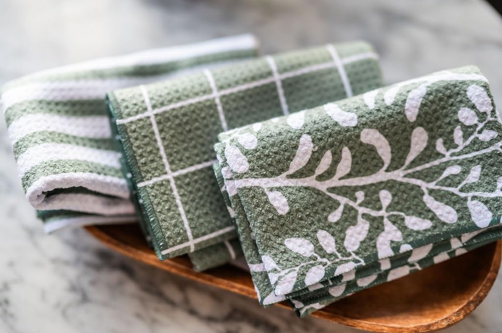 Desert Aqua green stripe towel for a fresh kitchen look