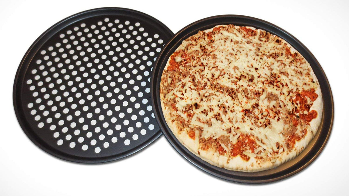 Destinymd nonstick pizza pan enables easy release.