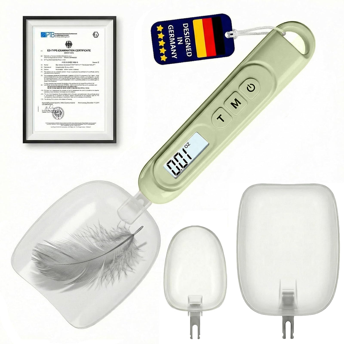 Detioy 2-in-1 digital measuring spoon with large scoop for precise flour measurement.
