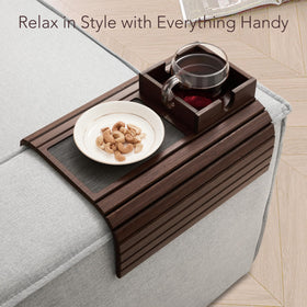 Detor arm-tray with brown-bamboo-finish adds warm elegance to your living space.